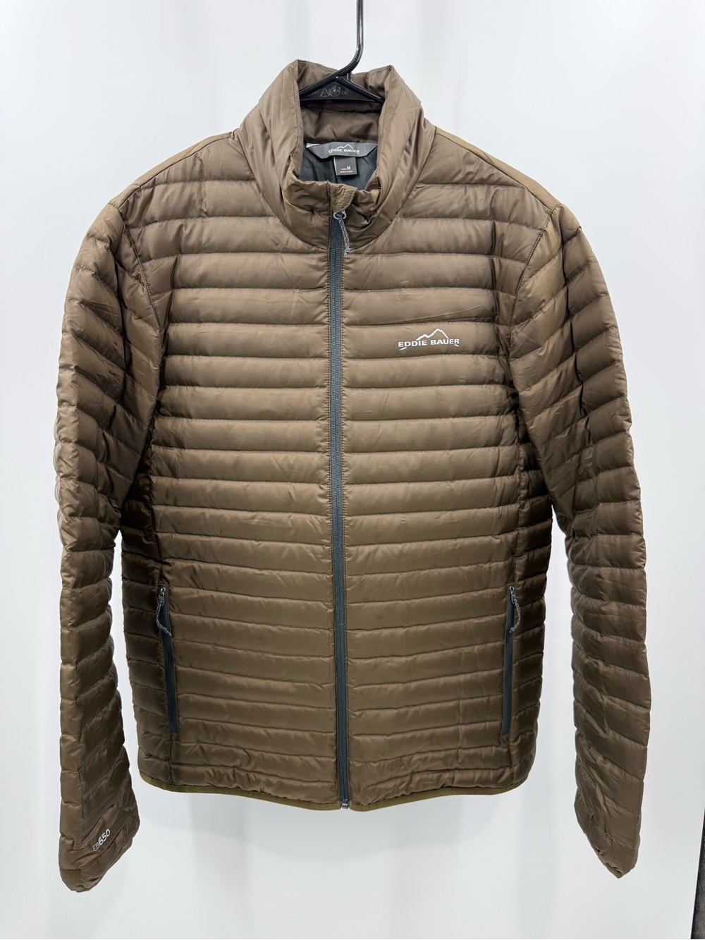 Eddie Bauer Men's Down Insulated Quilted Jacket Full Zip Taupe Size Medium